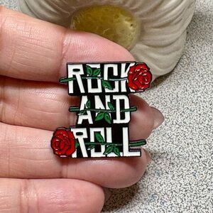 Rock n Roll Enamel Pin - Red and Black